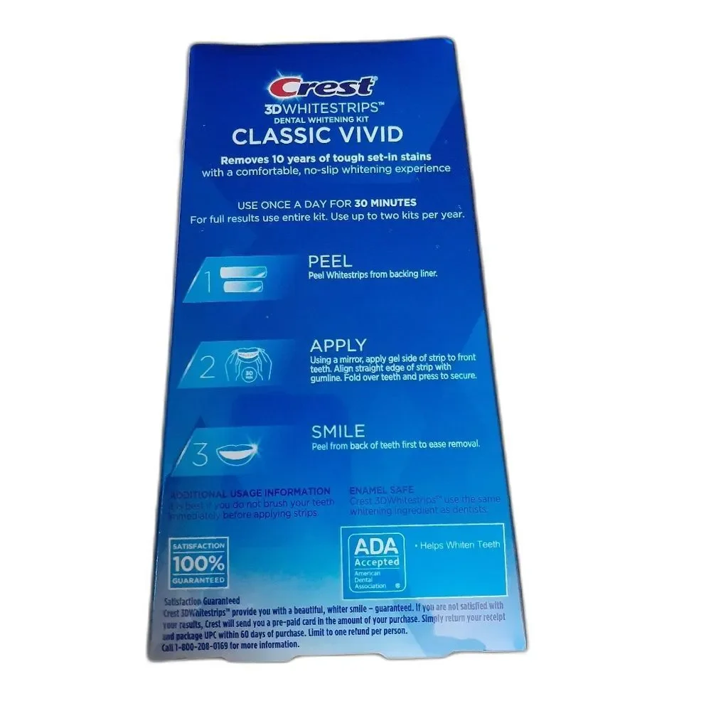 New Crest 3D Whitestrips CLASSIC VIVID tooth teeth whitening 6 levels 20 STRIPS